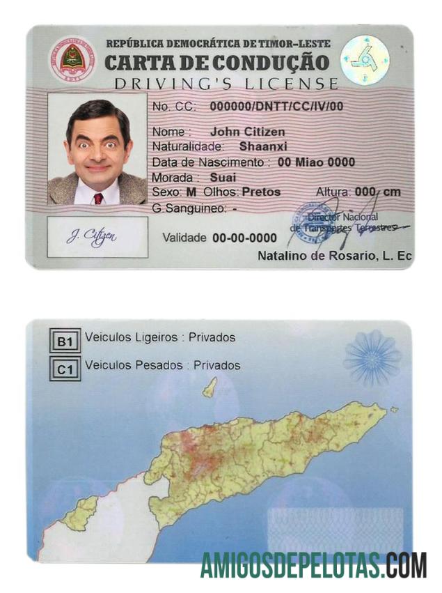 Carta de condução de Timor Leste amostra